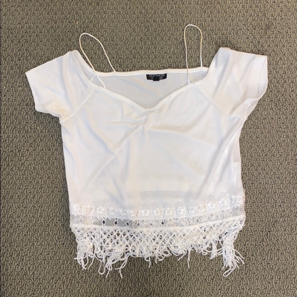 White fringey Topshop blouse
